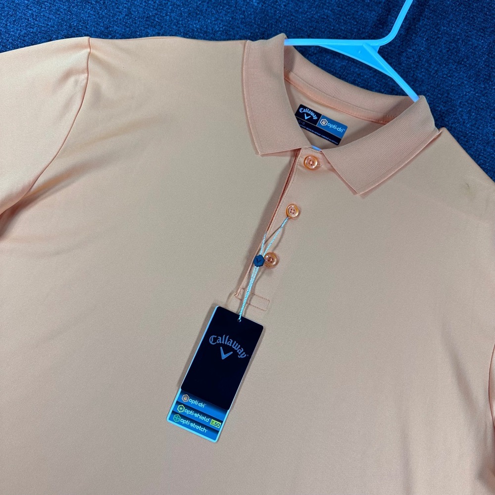 Callaway Polo Shirt Mens L Large Orange Bird of Paradise Opti-Dri Golf NWT